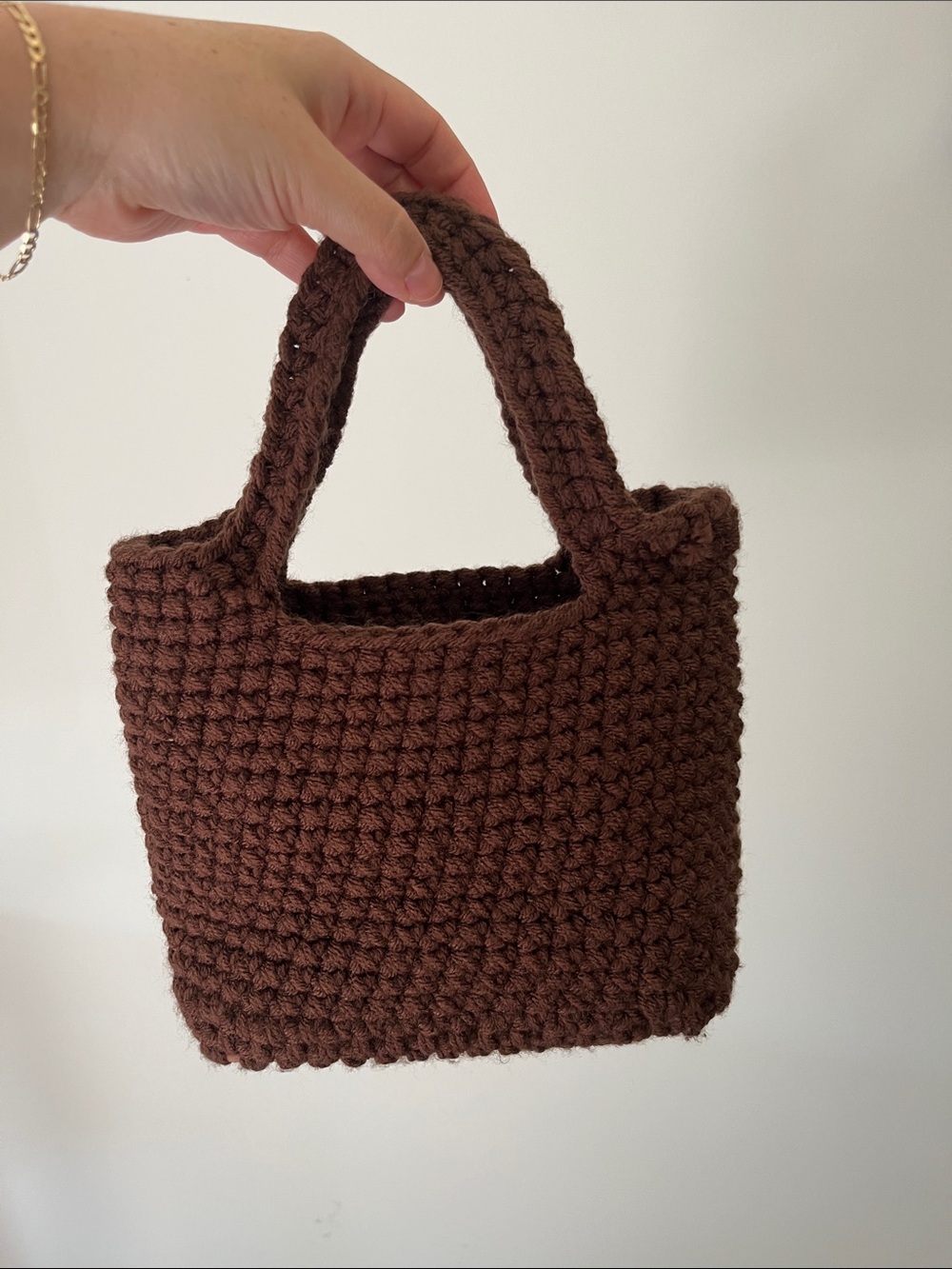 Handmade Chunky Crochet Tote Bag - Brown